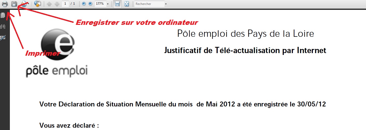 justificatif actualisation pole emploi