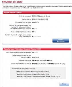 simulation des droits calculée